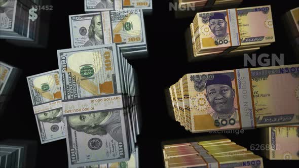 US Dollar and Nigeria Naira money exchange loop