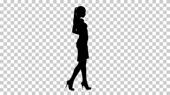 Silhouette woman walking, Alpha Channel