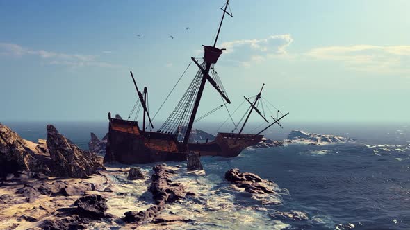 An Old Ship That Hit A Surface Reef