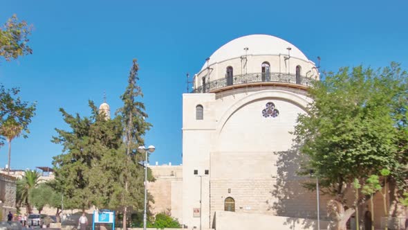 Synagogue with Name Hurva in Old City of Jerusalem Israel Timelapse Hyperlapse