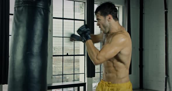 Athletic Male Boxing Slow Motion