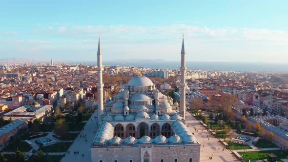 Aerial view of Fatih Mosque in Istanbul 