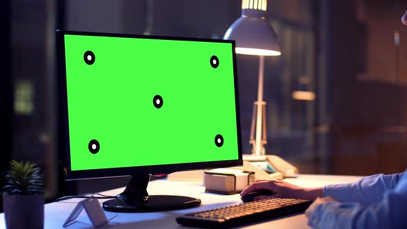 Businesswoman with Green Screen on Computer 57
