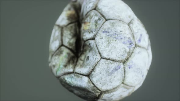 Old Deflated Leather Soccer Ball