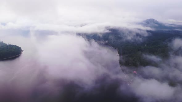 A foggy day in s small town in Maine USA