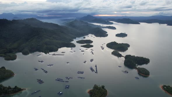 Aerial View of Fish Farms in Norway