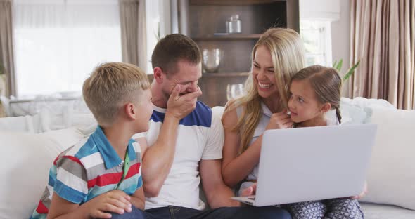 Happy family in a house