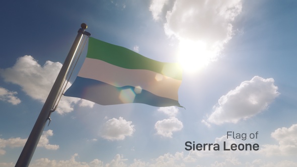 Sierra Leone Flag on a Flagpole V2