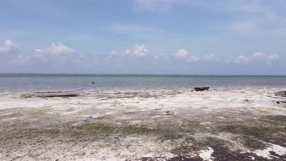 Aerial View of Low Tide in the Ocean Near the Coast of Zanzibar Tanzania