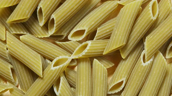 Closeup Italian Raw Pasta Slow Rotation
