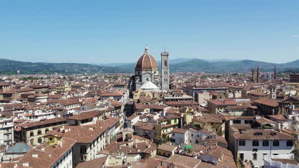 Aerial Cityscape View of Florence Rooftops and Cathedral Dome