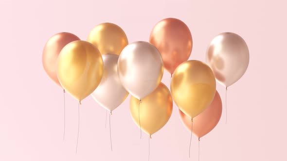 Endless animation showing a group of colorful balloons floating. Loopable. 4KHD