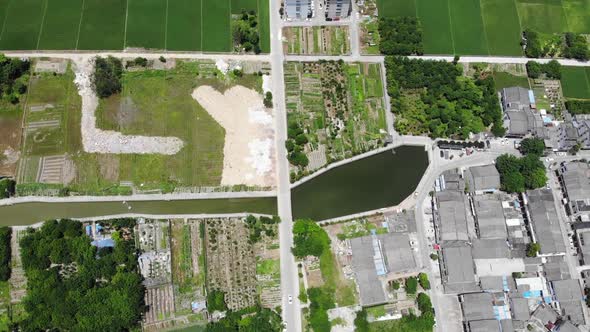 Aerial Photography Of Rice Fields Rivers Birds Cars And Roads In Zhej