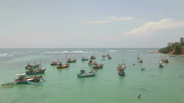 Flying Over Anchored Fishing Boats