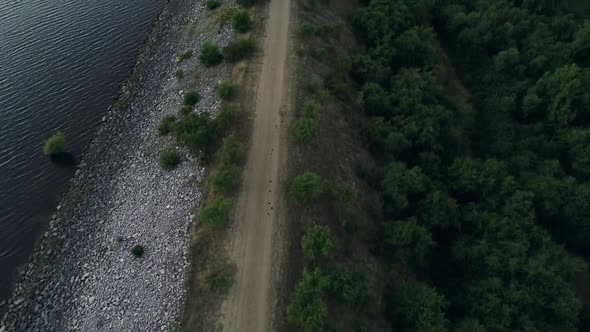 Chilean vineyard and tranque aerial view footages