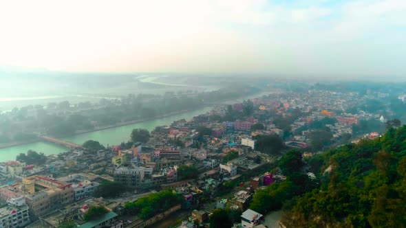 Aerial View of Haridwar Along with River Ganges India