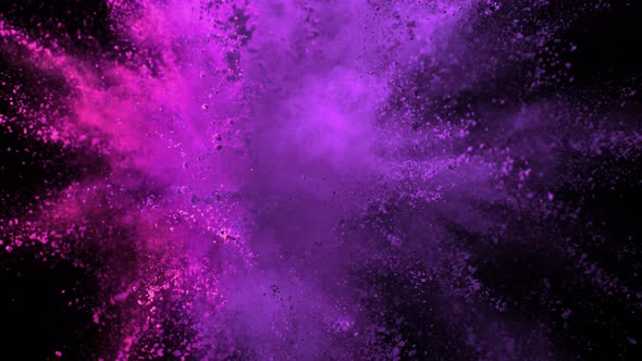 Super Slow Motion of Color Powder Explosion Isolated