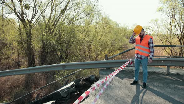 View of the Destroyed Road Bridge As Consequences a Natural Disaster