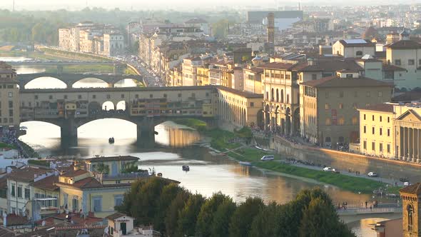 Florence Skyline  Ponte Vecchio Bridge Italy