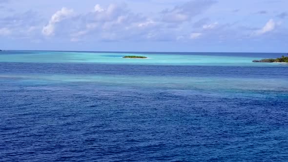 Drone view landscape of bay beach by ocean and sand background