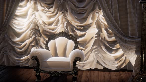 Luxurious Theater Curtain Stage with Chair