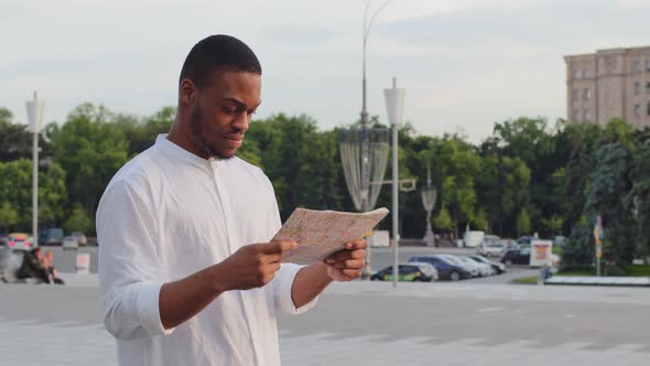 Male Tourist Foreign International Student Lost Afro American Man African Guy Traveler in New City