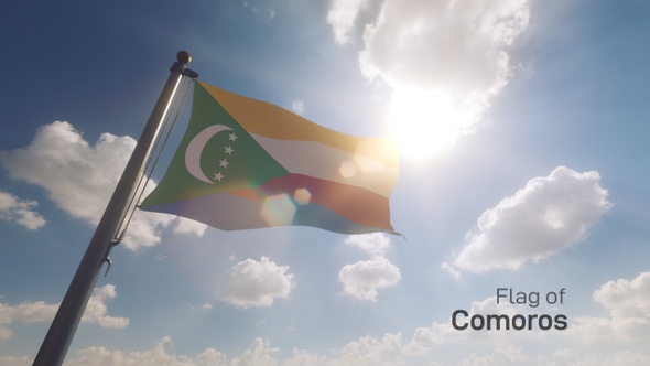 Comoros Flag on a Flagpole V2