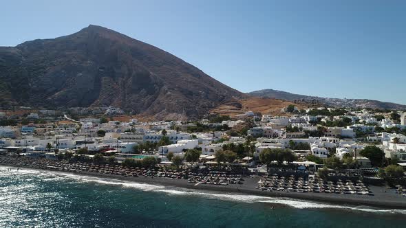 City of Santorini on the island of Santorini in Greece from the sky