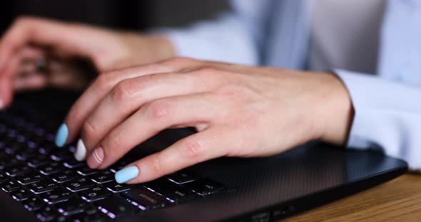 Unrecognizable Businesswoman female hands using typing on laptop notebook keyboard