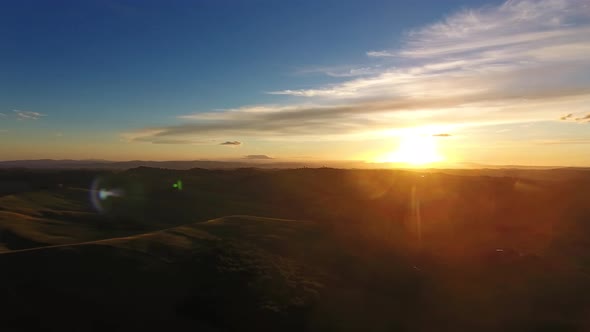 Tuscany Aerial 360 Panorama at Sunset in Italy