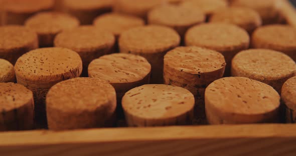 Wine Corks on an Old Vintage Wooden Board