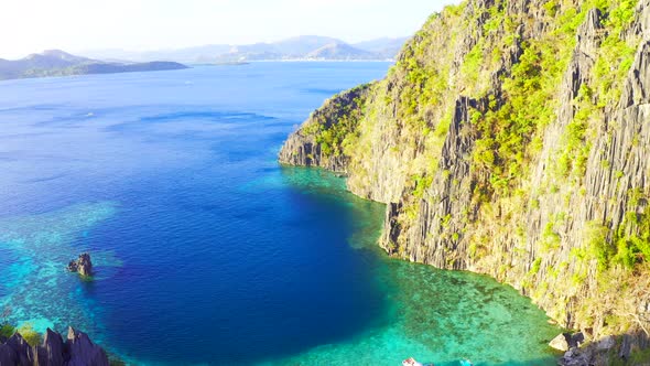 Landscape of Tropical Rocks Island and Blue Sea. Coron Island, Palawan, Philippines. Aerial View 
