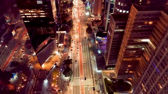 Cityscape aerial landscape of downtown Sao Paulo Brazil. Landmark city.