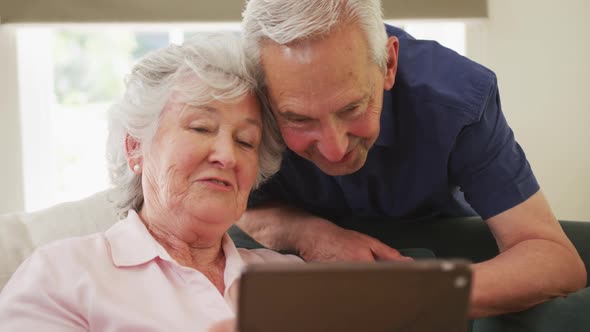 Senior caucasian couple smiling