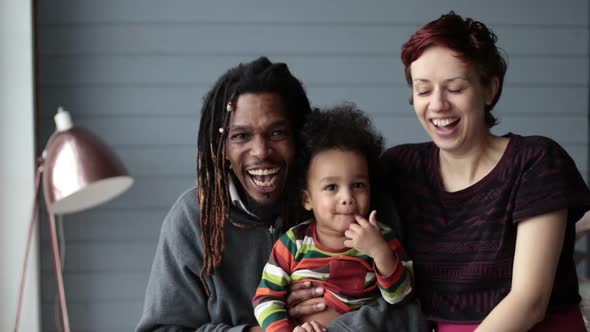 Portrait of Beautiful Mixed Race Family Smiling