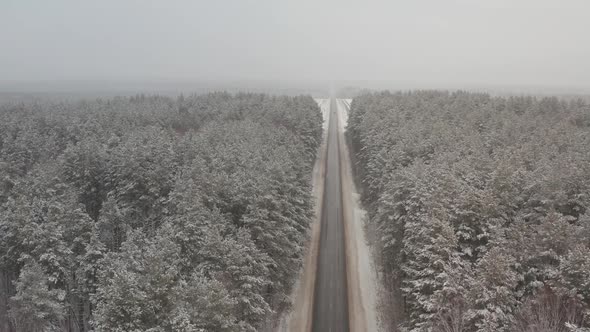 Gray Snowy Weather View of the Highway