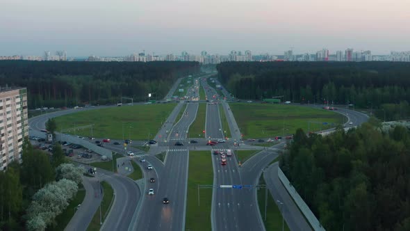 Aerial View of a Car Interchange