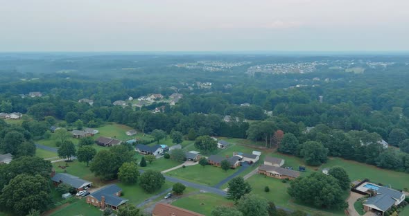Panorama View Residential Neighborhood District in American Town in Boiling Springs SC US