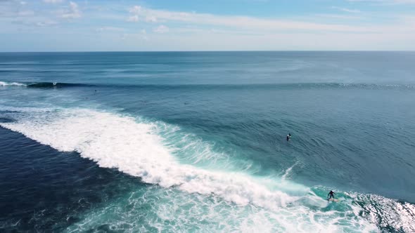 Surfer Catch the Wave Aerial Footage