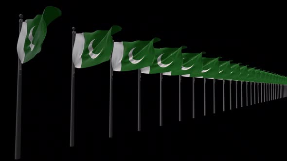 Row Of Pakistan Flags With Alpha 2K