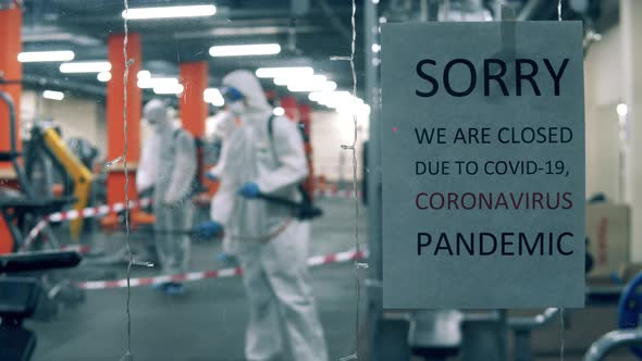 Disinfectors Are Sanitizing Closed Gym During Pandemic