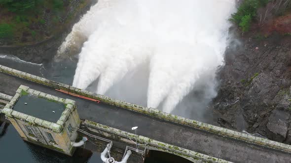 Hydroelectric Power Station Pumping Water Through a Dam Slow Motion