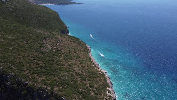 Typical Albanian Landscape on the Adriatic Shore with Mountains