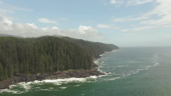 Beautiful Aerial Panoramic Landscape View of the Rocky Pacific Ocean Coast in the Southern Vancouver