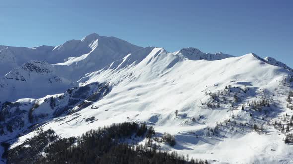 La Plagne Aerial View in the French Alps in France