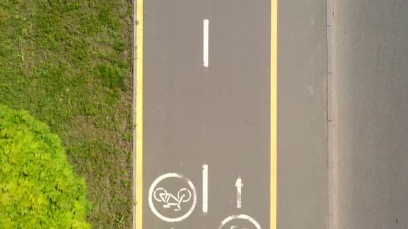 Bicycle signs on the bicycle way in the city.