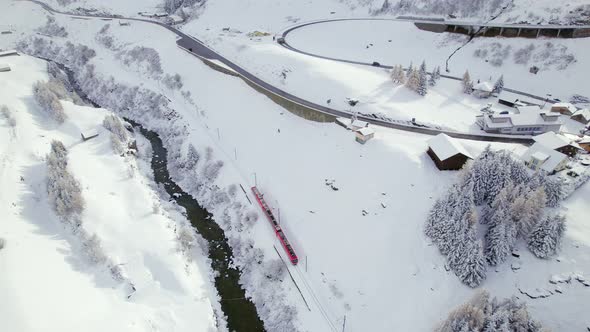 Snow Train in Switzerland Used to Shuttle Passengers and Skiers to Ski Resorts