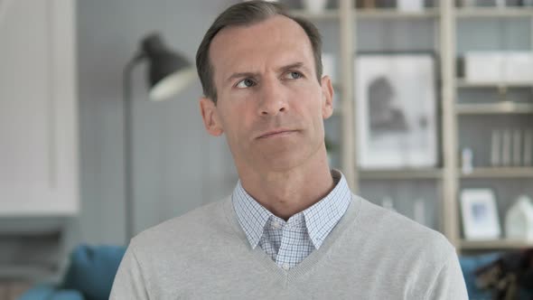 Portrait of Thinking Middle Aged Man in Office