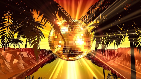 Disco Ball On Palms Background alt