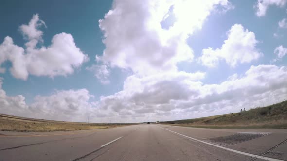 POV point of view -Driving East on interstate highway 76 in the Spring.